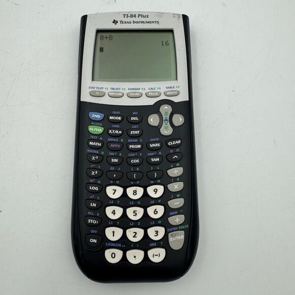 Texas Instruments TI-84 Plus Graphing Calculator Tested Works Black Silver - Picture 1 of 5